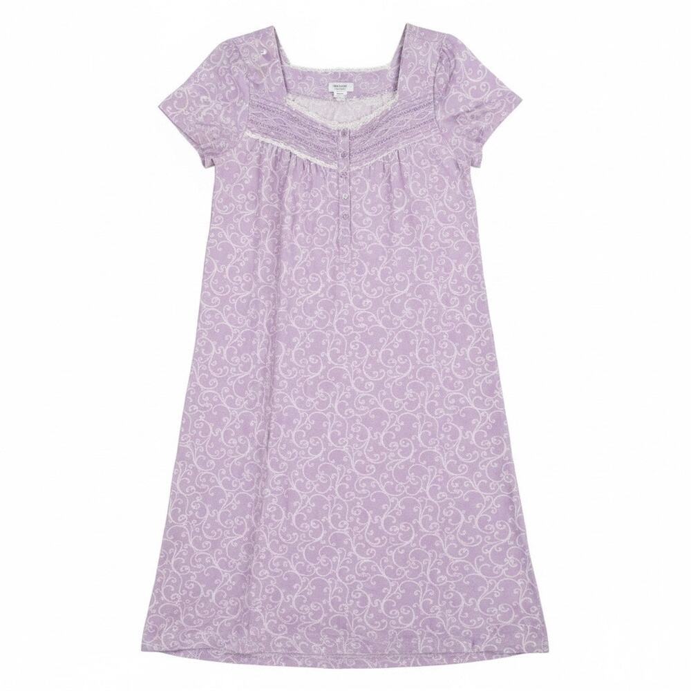 Croft & Barrow Lavender Floral Scroll Nightgown Sleep Dress Large Pintuck Soft